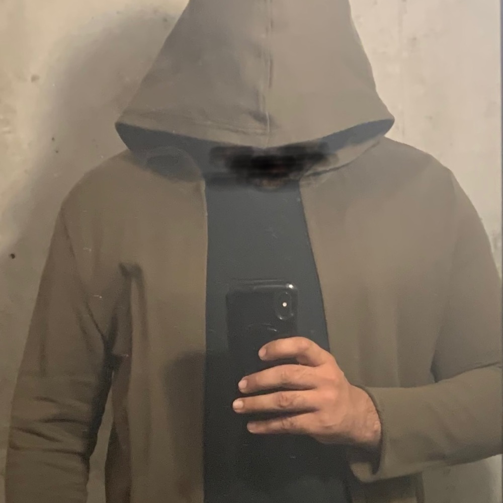 Open front extra long cardigan style hoodie with extra deep hood.